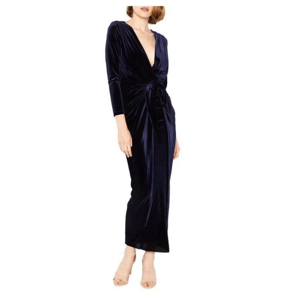 Misa Los Angeles Navy Velvet Dress